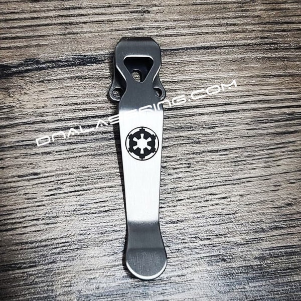 LynchNW Benchmade - Galactic Empire - Laser Engraved Titanium - Deep Carry Pocket Clip - Blacksmith, Satin or Sandwash Finish - MADE In USA