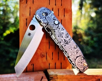 Viking Runes - Nordic - Celtic - Spyderco Smock - Deep Fiber Laser Engraved - Titanium Knife Scales - Flytanium Gear *Knife Install Optional