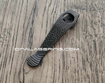 Spyderco - Topographic - Laser Engraved Titanium - Deep Carry Pocket Knife Clip - Blacksmith, Satin or Sandwashed Finish MADE In USA