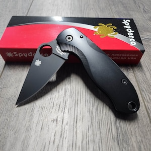 PM3 Lotus - Titanium Scales for Spyderco Paramilitary 3 - Black DLC Coating - Flytanium Gear - Knife Install Optional