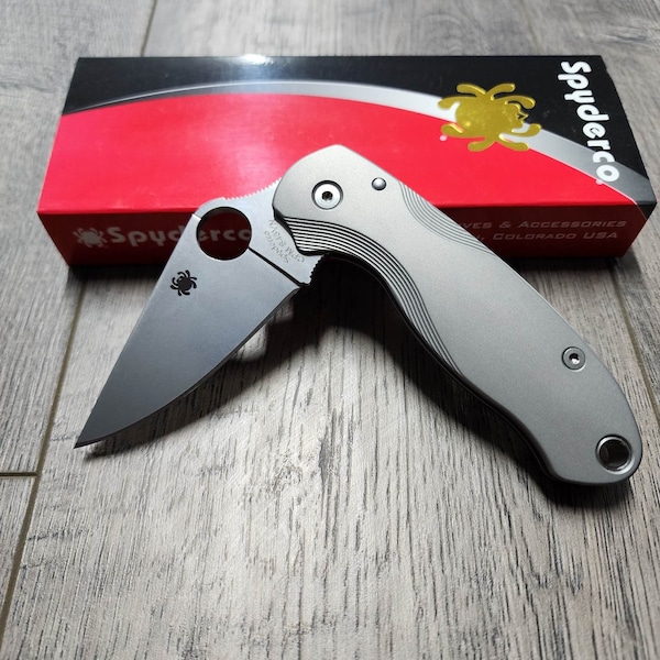 PM3 Lotus - Titanium Scales for Spyderco Paramilitary 3 - Bead Blasted - Flytanium Gear - Knife Install Optional