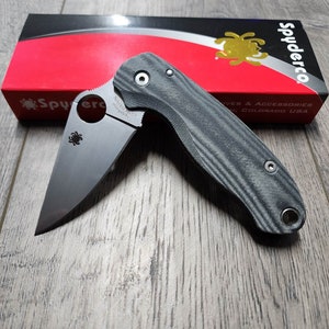 PM3 Lotus - Black Linen Micarta Scales for Spyderco Paramilitary 3  - Flytanium Gear - Knife Install Optional