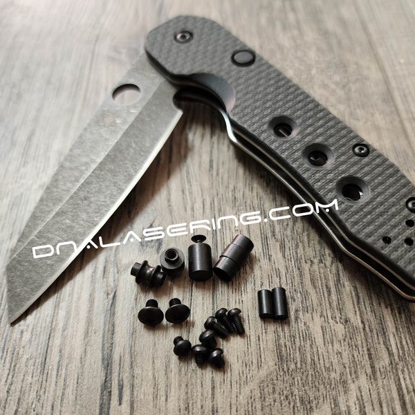 Smock Replacement Hardware Screw Set for Spyderco Smock Knife - Stainless Steel - Blacked Out - Knife NOT included