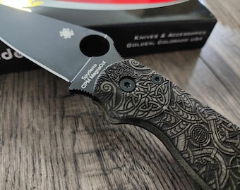 PM2 MagnaCut with Micarta Engraved Viking Rune Scales - Complete Knife - EDC - CPM MagnaCut DLC Blade - Paramilitary 2 - Laser Engraved