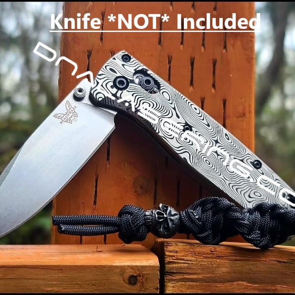 Damascus Pattern - Benchmade Bugout - Deep Laser Engraved Titanium Scales - Flytanium Gear *Scales/ Knife Handles Only*