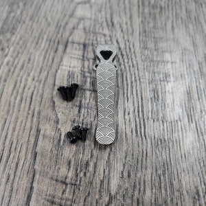 LynchNW Benchmade - Seigaiha Wave - Laser Engraved Titanium - Deep Carry Pocket Knife Clip - Blacksmith or Sandwashed Finish - MADE in USA