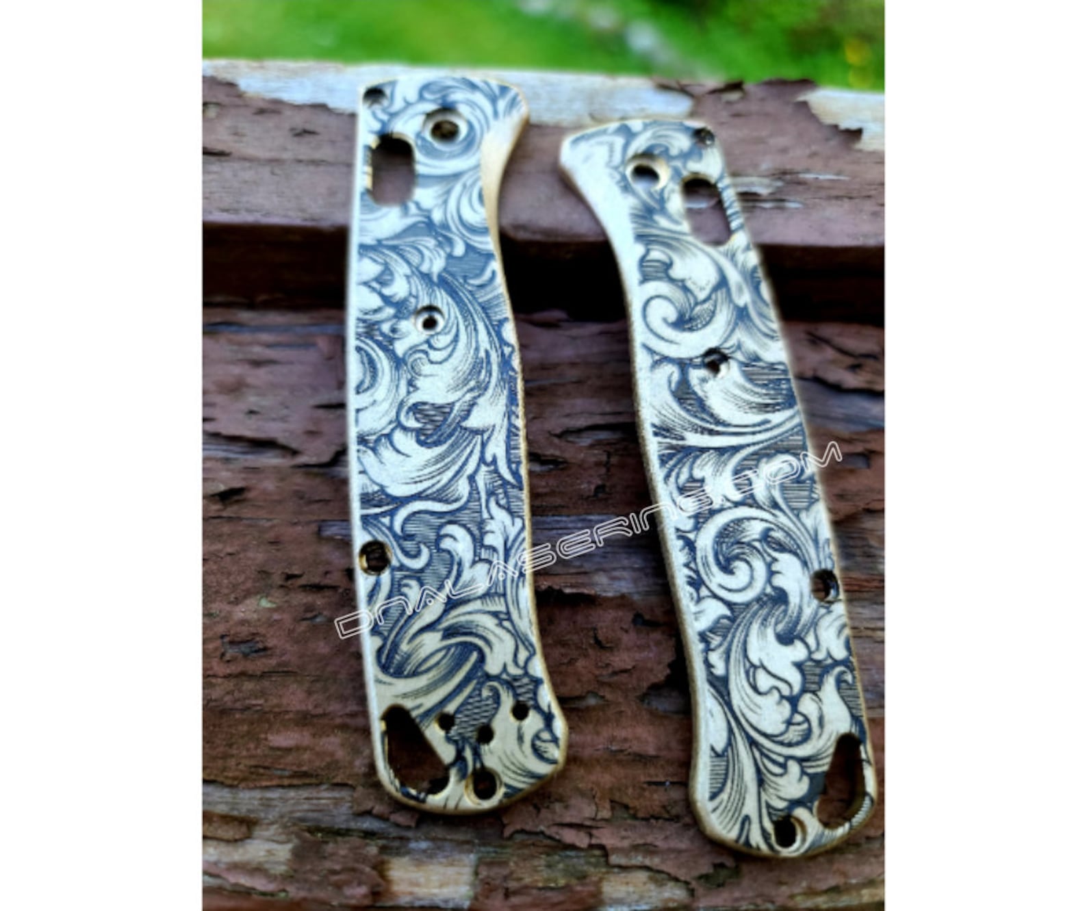 Benchmade Bugout Leaf Scroll Engraved Brass Knife Scales Etsy