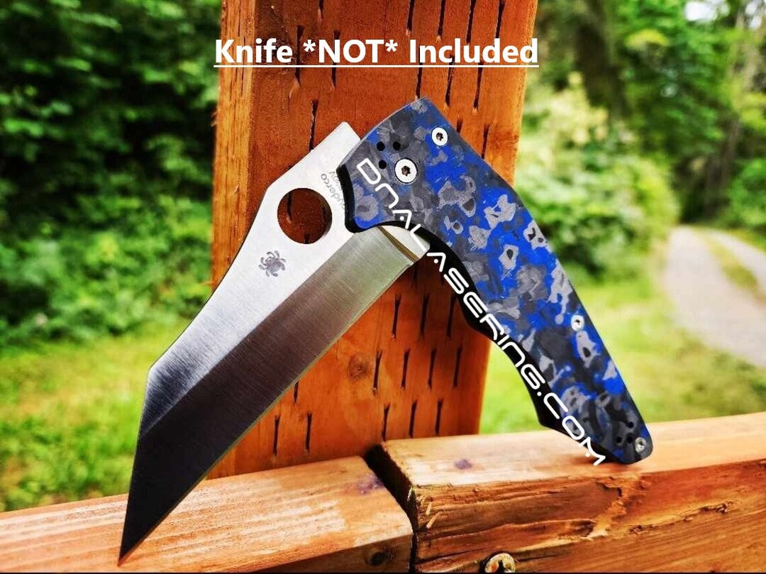 Spyderco Yojumbo Blue Swirl Carbon Fiber Knife Scales EDC Gear Etsy
