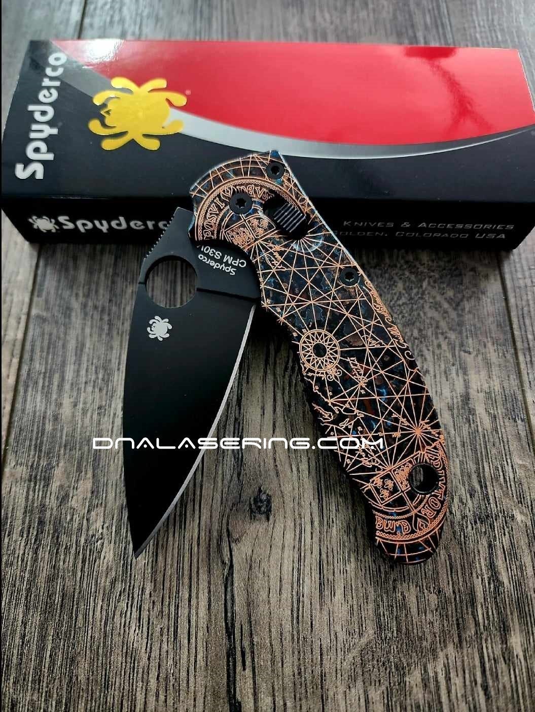 Shipwreck Patina - Goonies Map - Spyderco Manix 2 - Deep Laser