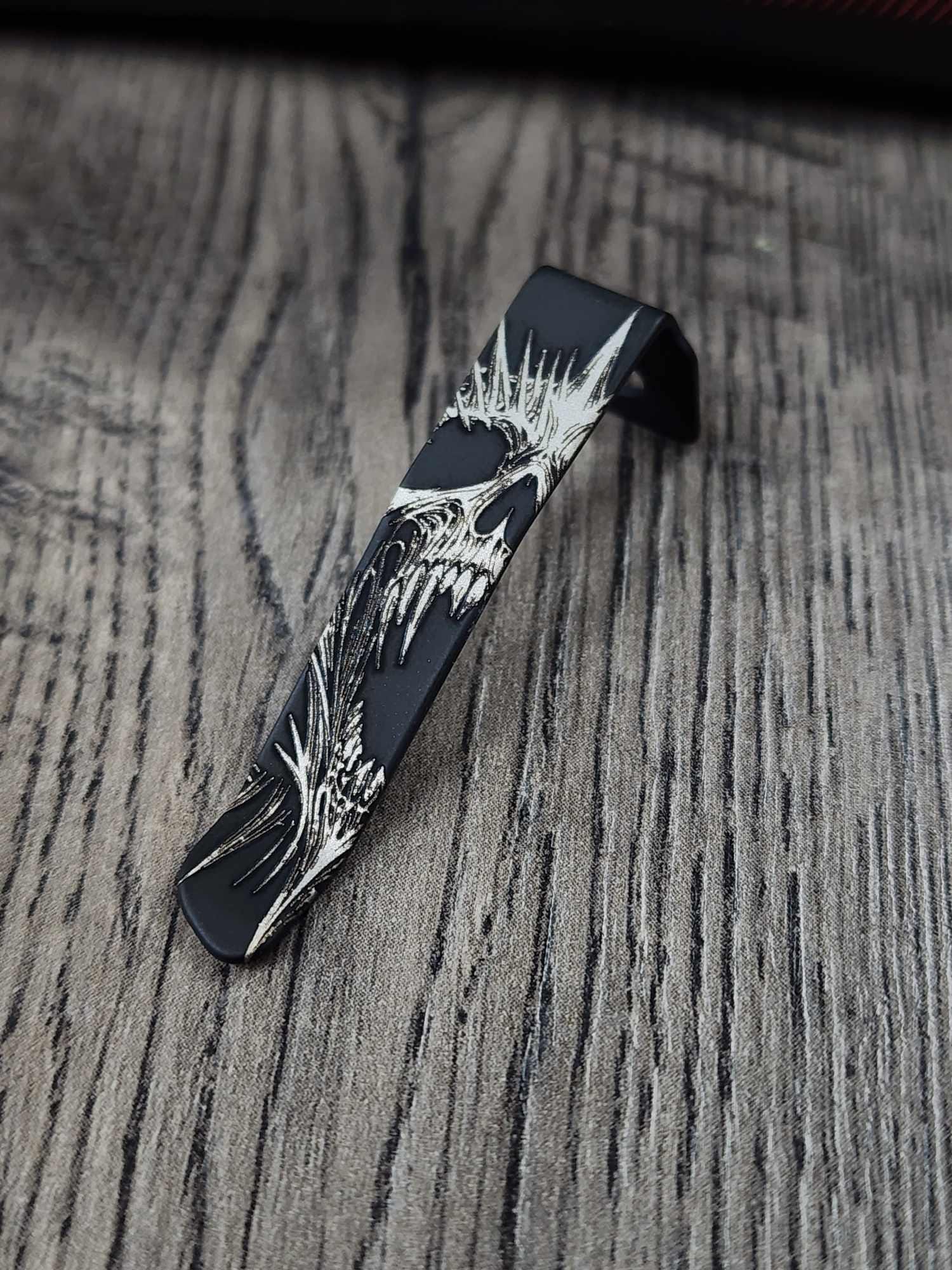 Microtech UltraTech Laser Engraved With Screaming Skull Pocket Clip - LynchNW - Made In the USA!