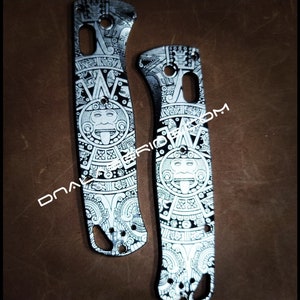 Aztec Calendar - Benchmade Bugout TI - Deep Laser Engraved Titanium Scales - Flytanium Gear *Scales Only*