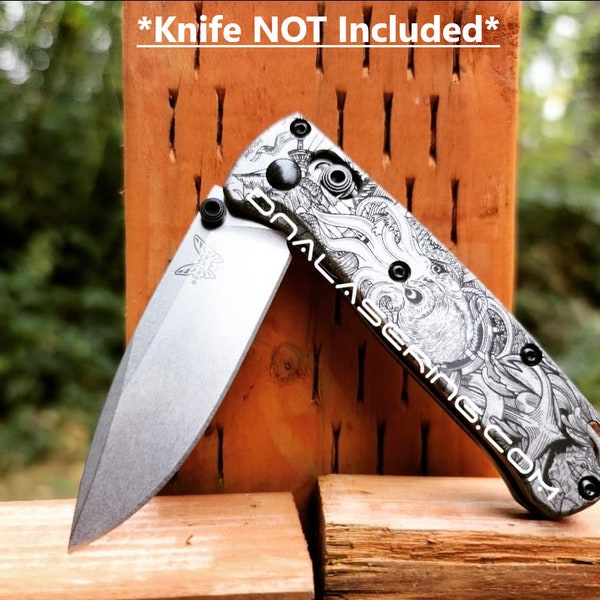 Kraken VS Pirate Ship - MINI Benchmade - Engraved Titanium Scales - EDC Gear Flytanium Gear