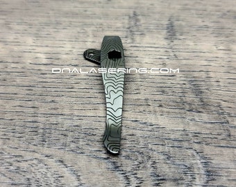 Kershaw Leek / Blur - Topographic - Deep Laser Engraved Titanium - Deep Carry Pocket Knife Clip - Blacksmith, Sandwash, or Satin Finish