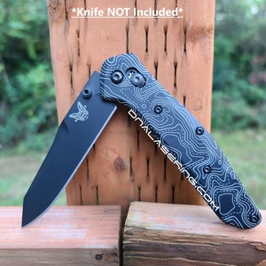 Topographische Karte - Benchmade 940 Osdose - Laser gravierte DLC Titan Skalen - Flytanium Zahnrad *Nur Skalen/Griffe*