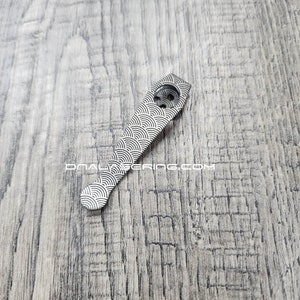 LynchNW Spyderco - Seigaiha Waves - Deep Laser Engraved Titanium - Deep Carry Pocket Clip - Blacksmith or Sandwashed Finish - MADE in USA