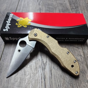 Brass Scales for Spyderco Delica - Flytanium Gear - Optional Knife Install
