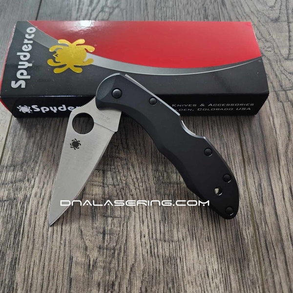 Titanium Black Scales for Spyderco Delica - Flytanium Gear - Optional Knife Install with Upgrades