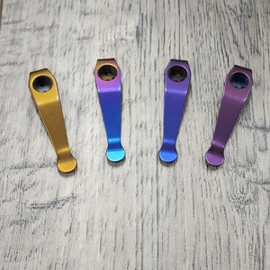 LynchNW Spyderco - Standard - Anodized Titanium - Deep Carry Pocket Clip - Ano Finish - Bronze - Blurple - Fade - Purple - MADE in USA