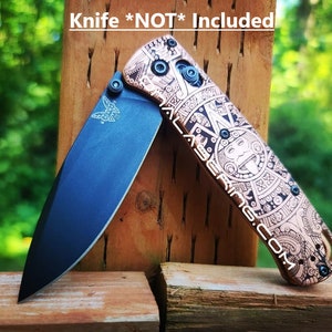 Aztec Calendar - Benchmade Bugout 535 Copper - Deep Laser Engraved - Flytanium -*Scales / Knife handles Only* knife not included