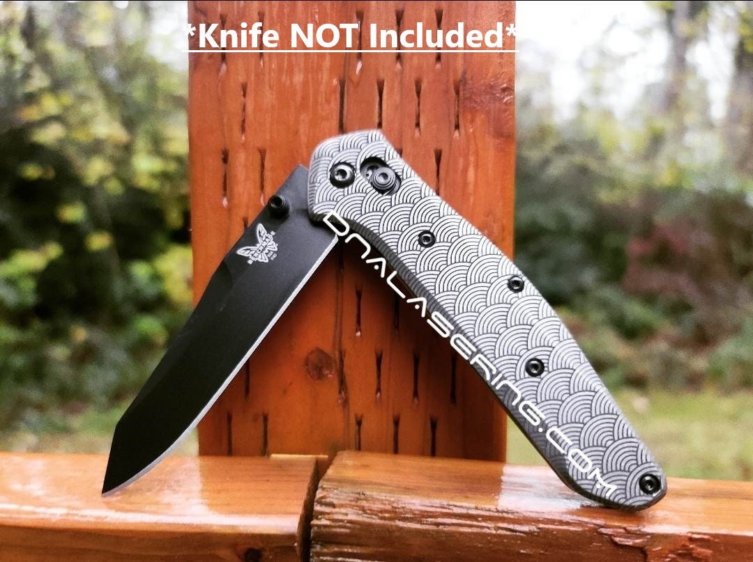 Seigaiha Waves Benchmade 940 Osborne Deep Laser Engraved Titanium Scales Flytanium Gear scales