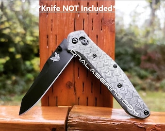 Seigaiha Waves - Benchmade 940 Osborne – Cachas de titanio grabadas con láser profundo – Engranajes Flytanium *Solo cachas/mangos*