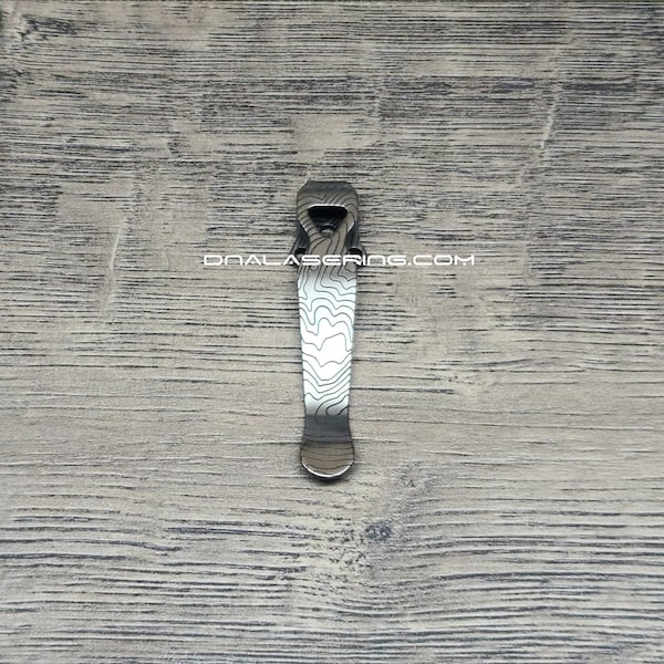 Benchmade - Topographic -  Engraved Titanium - Deep Carry Pocket Knife Clip - Blacksmith Satin or Sandwash Finish - MADE In USA
