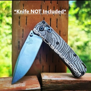 Carte topographique - MINI Benchmade Bugout Crossfade - Laser Engraved - Natural Canvas Micarta Scales Flytanium- * Échelles / manches de couteau uniquement *