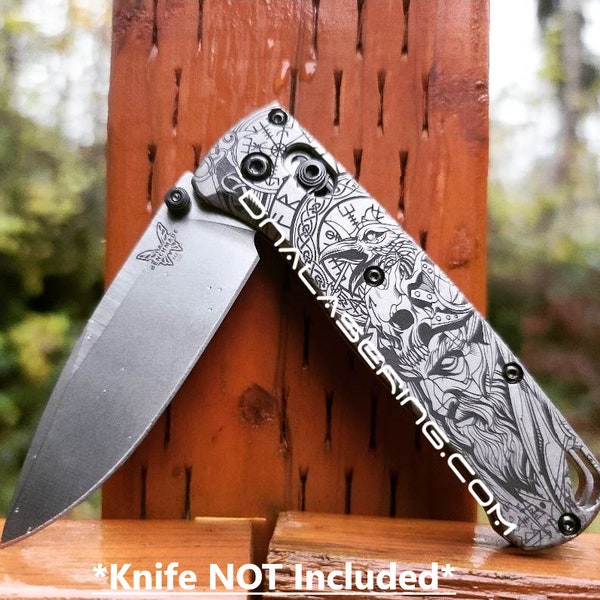 Viking - Odin - Norse God - Benchmade Bugout - Deep Laser Engraved Titanium Scales - Flytanium *Scales/ knife handles Only*