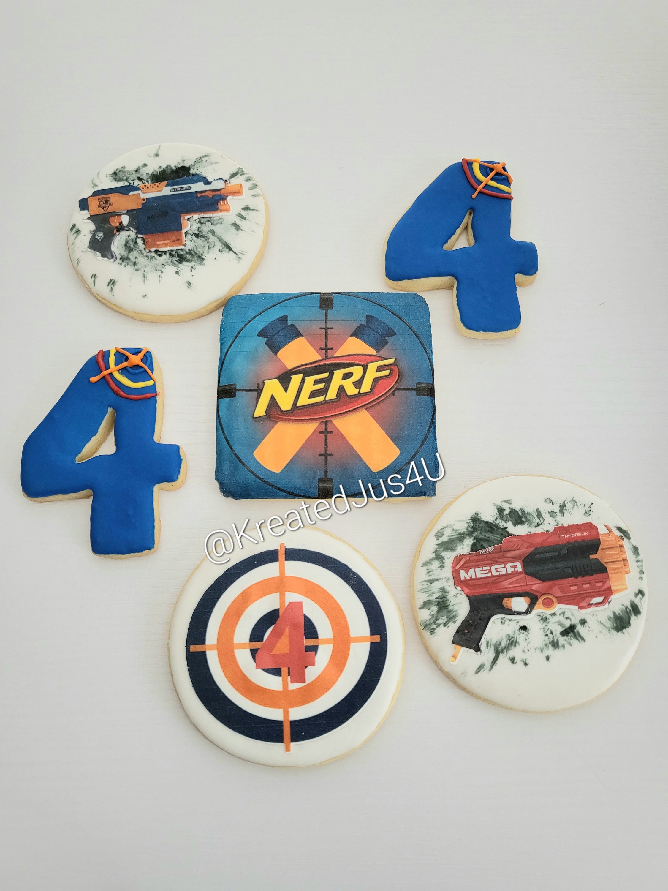 NERF Happy Birthday Bullseye NERF Logo Edible Cake Topper Image