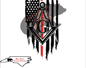 Thin Red Line Masonic Flag Decal - Distressed Flag