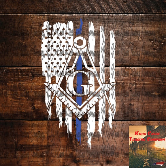 Thin Blue Line Masonic Flag Decal
