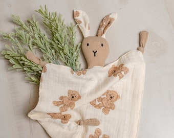 Lovey Blanket, Baby Gift, Animal Security Blanket, Baby Shower Gift, Bunny Lovey, Baby Security Blanket, Baby Blanket, Newborn Baby