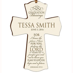 IVORY Personalized Graduation Gift | Gift for Graduate | Graduation Present | For I Know The Plans I Have For You | Jeremiah 29:11 | 4.5&quot;x6&quot;