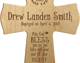 MAPLE Personalized Baptism Gift | Baptism Cross | First Communion Gift | Dedication Gift | Christening Gift | Confirmation Gift | Religious