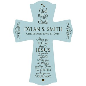 BLUE Personalized Baptism Gift | Baptism Cross | 1st Communion Gift | Dedication Gift | Christening Gift | Confirmation Gift | Religious