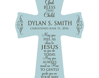 BLUE Personalized Baptism Gift | Baptism Cross | 1st Communion Gift | Dedication Gift | Christening Gift | Confirmation Gift | Religious