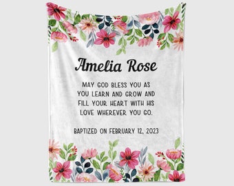 Personalized Baptism Gift | Personalized Blanket Minky | Baptism Gift Girl | Custom Baby Blanket | Baby Shower Gift | First Communion Gift