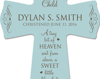 BLUE Personalized Baptism Gift | Baptism Cross | 1st Communion Gift | Dedication Gift | Christening Gift | Confirmation Gift | Religious