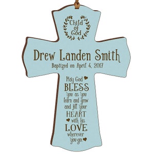 BLUE Personalized Baptism Gift | Baptism Cross | 1st Communion Gift | Dedication Gift | Christening Gift | Confirmation Gift | Religious