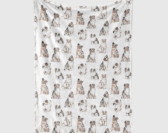 Australian Shepherd Blanket | Soft Aussie Blanket | Blue Merle Blanket | Minky | Fleece | Aussie Lovers | Dog Mom | Pet Lover Gift