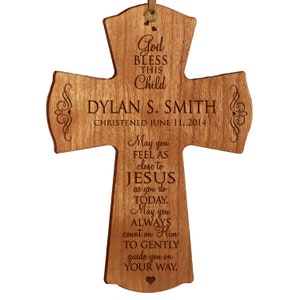 CHERRY Personalized Baptism Gift | Baptism Cross | 1st Communion Gift | Dedication Gift | Christening Gift | Confirmation Gift | Religious