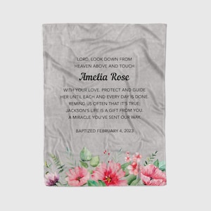 Baptism Gift Girl | Personalized Baptism Gift | Personalized Blanket Minky | Custom Baby Blanket | Baby Shower Gift | First Communion Gift