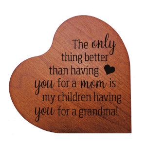 Mother&#39;s Day Gift | Engraved Cherry Heart Block | Custom Gift Ideas for Mom or Grandma Grandmother | Gift for Mom