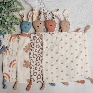Bunny Lovey | Baby Shower Gift | Baby Security Blanket | Baby Blanket | Animal Security Blanket | Newborn Baby Gift | Muslin Lovey