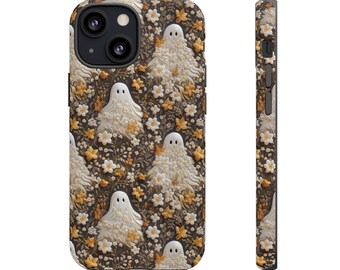 Halloween Ghost and Flowers Phone Case | Spooky Ghosts Floral Phone Case | Clay Effect | Cute Halloween | iPhone Google Pixel Samsung Galaxy