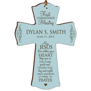BLUE Personalized First Communion Gift | 1st Communion Gift | Confirmation Gift | Religious Gift | Gift for Godchild