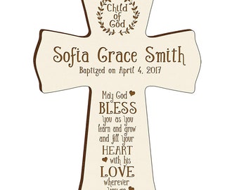 IVORY Personalized Baptism Gift | Baptism Cross | 1st Communion Gift | Dedication Gift | Christening Gift | Confirmation Gift | Religious