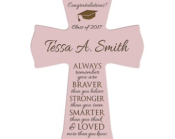 PINK Personalized Graduation Gift | Gift for Graduate | Graduation Present | Always Remember You are Braver Than You Believe | 8.5" x 11"