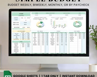 Budget Planner for Google Sheets, Monthly Budget Spreadsheet, Weekly Budget Template, Paycheck Budget Tracker, Biweekly Budget, Budgeting