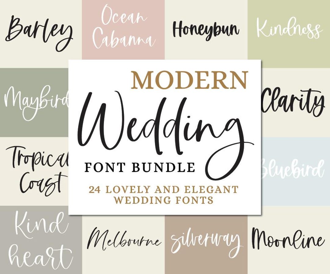 Wedding Font Bundle | Calligraphy Fonts | 24 Font Bundle | Cricuit ...